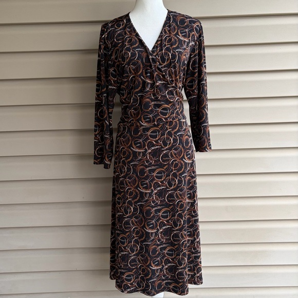 Chico's Dresses & Skirts - •Chico’s• Faux Wrap Geometric Pattern Knit Dress - Size Large